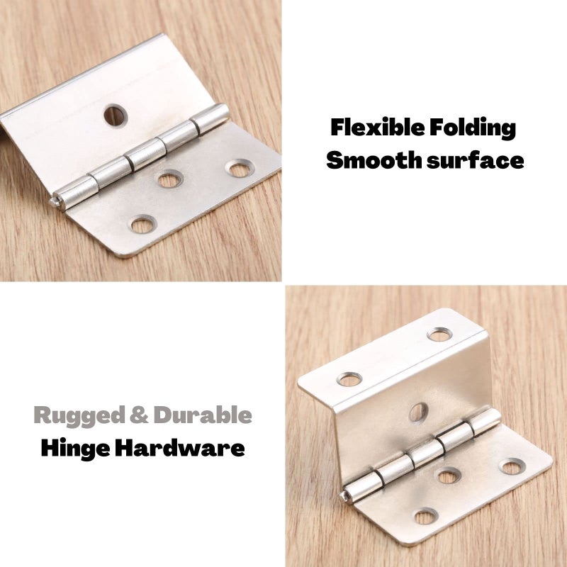 Yetaha 2 PCS Three-Folding Hingesï¼ŒVintage Folding Bench Hinge Hardware with 12 Screws, Jewelry Chest for Wooden Box Door Cabinet Wardrobe Suitcase, Silver - Image 4